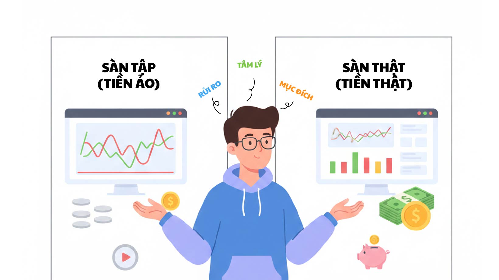 So sánh sàn tập và sàn thật