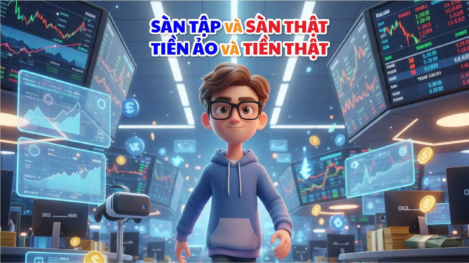 Sàn tập vs sàn thật: Tiền ảo vs tiền thật